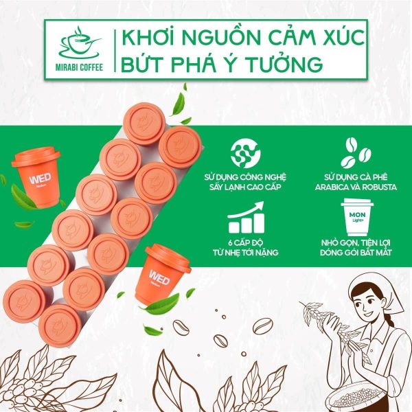 Combo 12 viên cà phê hòa tan nguyên chất WEDNESDAY